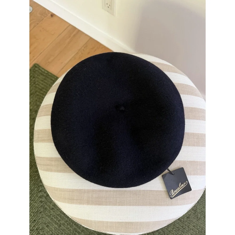 Borsalino 100% Wool Beret NWT Dark Navy Blue Made in Italy Sz XL 62 cm Unisex